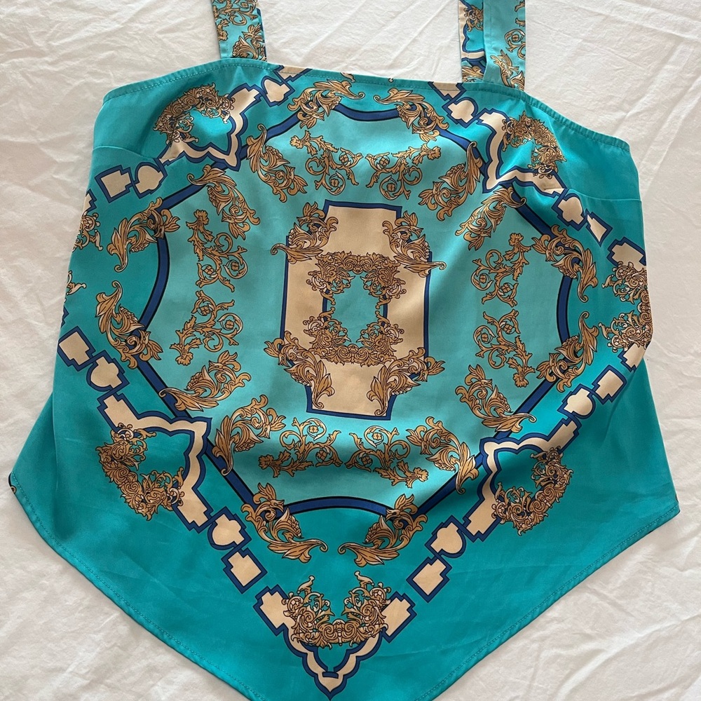 Rachel Zoe Teal and Gold Camisole